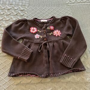 The Eagles Eye Brown Floral Embroidered Cardigan ~ 6